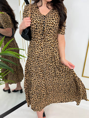 The Leanna - Leopard Print Midi Dress