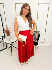 The Selina - Satin Zig Zag Midi Skirt