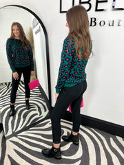 The Callie - Green and Fuchsia Floral Knit