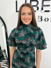 The Patricia - Green and White Spotty Mini Dress