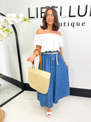 The Willow - Faux Denim Maxi Skirt