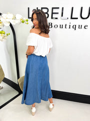 The Willow - Faux Denim Maxi Skirt