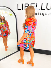 The Emily - Bright Watercolour Mini Dress