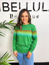 The Romey- Rainbow Stripe Green Jumper