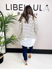 The Jules - Striped Jumper with Shirt Detail