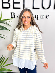 The Jules - Striped Jumper with Shirt Detail