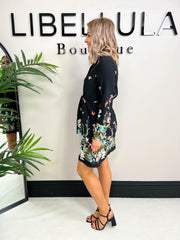 The Verity - Black Butterfly Print Shirt Dress