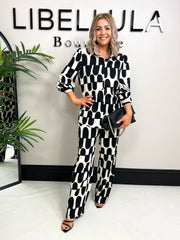 The Alexa  - Abstract Print Wide Leg Trousers