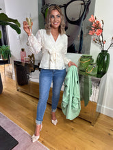 The Cecilia - Cream Wrap Tie Blouse