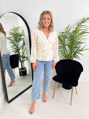 The Cecilia - Cream Wrap Tie Blouse