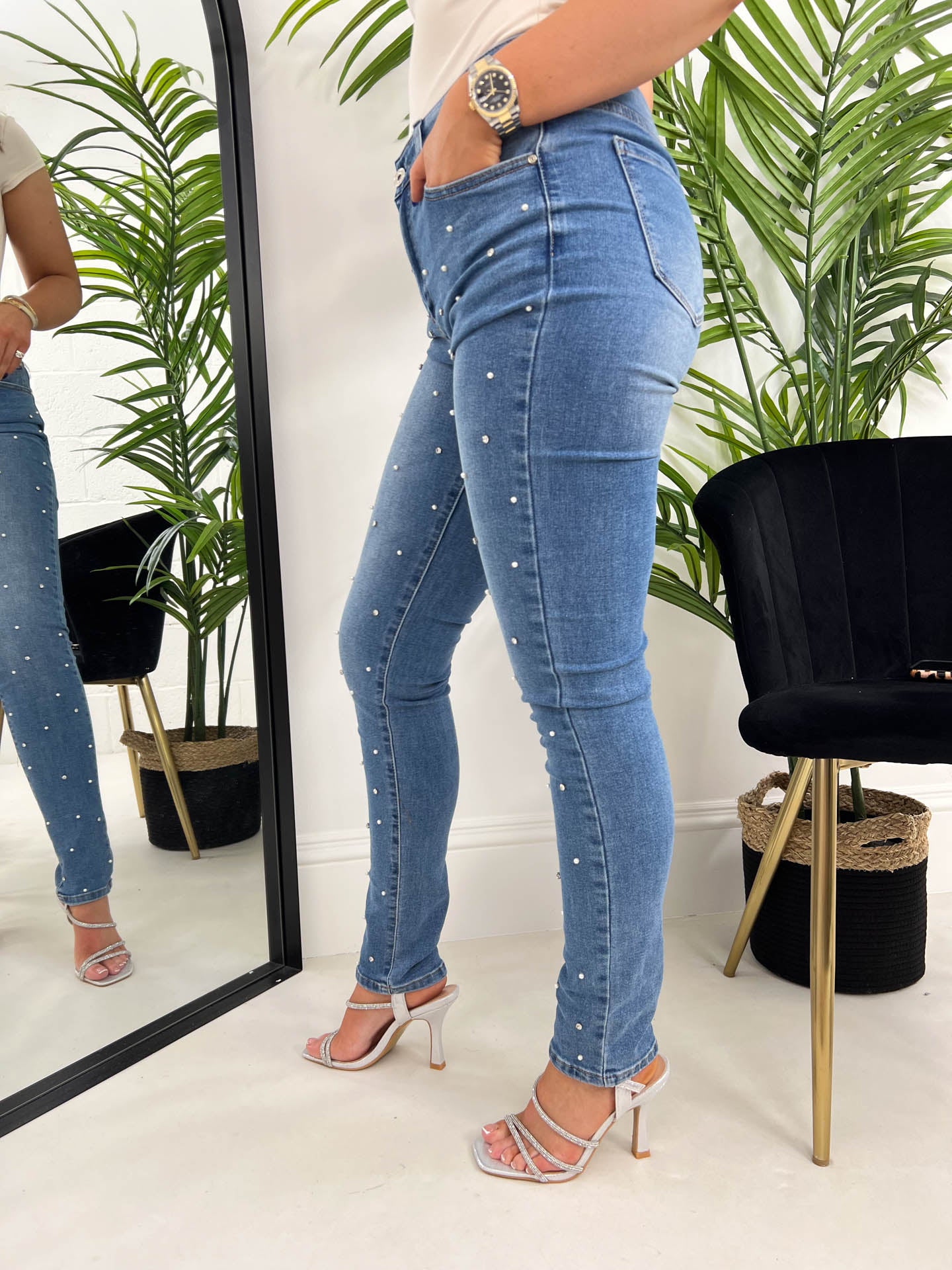 The Chrissy - Bejewelled Skinny Jeans