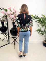 The Jenny - Black Butterfly Print Top