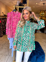 The Reagan - Plisse Long Sleeve Top