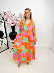 The Sasha - Abstract Print Pleated Dress