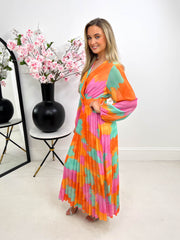 The Sasha - Abstract Print Pleated Dress