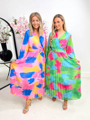 The Sasha - Abstract Print Pleated Dress