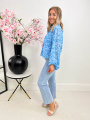 The Ophelia - Blue Wave Print Top