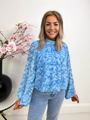 The Ophelia - Blue Wave Print Top
