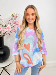 The Annalise - Heart Print Knit Jumper