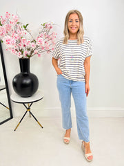 The Janice - Striped T-Shirt With Necklace