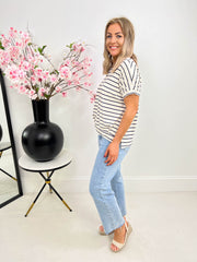 The Janice - Striped T-Shirt With Necklace