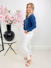 The Eliza - Pearl Detail Denim Jacket