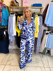 The Sonya - Blue Abstract Print Two Piece Set