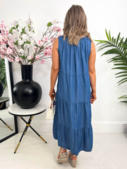 The Kaylee - Tassel Denim Midi Dress