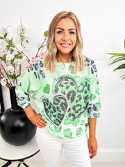 The Dawn - Leopard Print Heart Knit