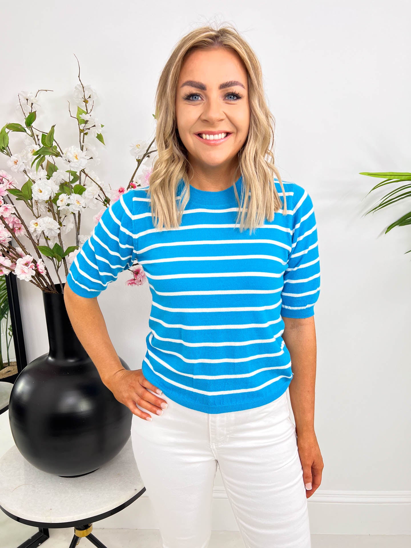 The Ellie - Striped Short Sleeve Knit