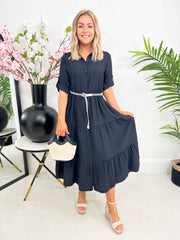 The Mairi - Tie Waist Shirt Maxi Dress