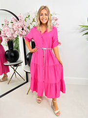 The Mairi - Tie Waist Shirt Maxi Dress
