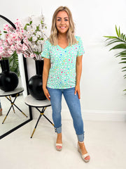 The Kendall - Green Leopard Print T-Shirt