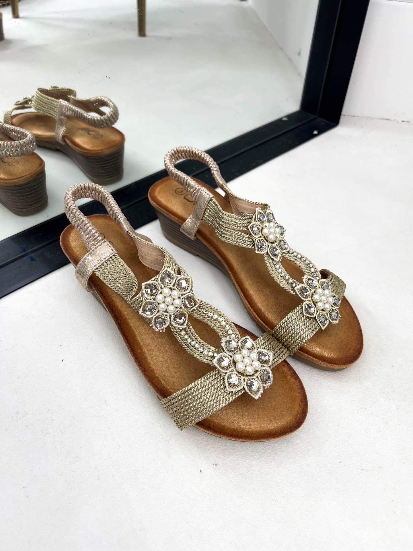 The Phia - Floral and Pearl Sandal