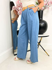 The Saffron - Wide Leg Trousers with Belt
