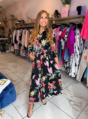 The Valentina - Floral Button Down Maxi Dress
