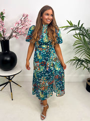 The Mariella - Green Plisse Maxi Dress