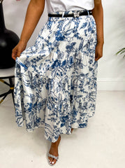 The Lucia - Floral Print Tiered Maxi Skirt
