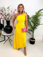 The Zoey - Yellow One Shoulder Maxi Dress