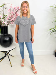 The Heidi - Stripe Heart T-Shirt