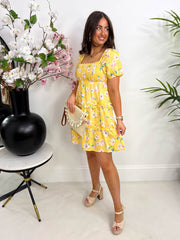 The Darcie - Yellow Floral Mini Dress