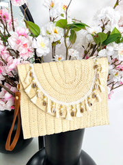 The Fern - Shell Rattan Clutch Bag