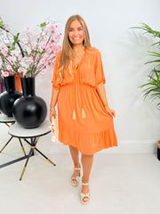 The Abbie - Short Sleeve Tassel Mini Dress