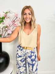 The Alix - Palm Tree Abstract Pattern Wide Leg Trousers