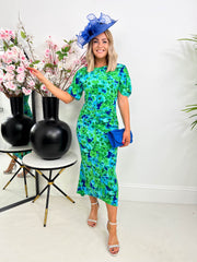 The Donna - Green Cobalt Floral Midi