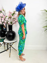 The Donna - Green Cobalt Floral Midi