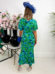 The Donna - Green Cobalt Floral Midi