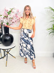 The Kalani - Abstract Marble Print Maxi Skirt