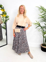 The Shannon - Pleated Leopard Print Maxi Skirt