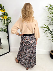 The Shannon - Pleated Leopard Print Maxi Skirt